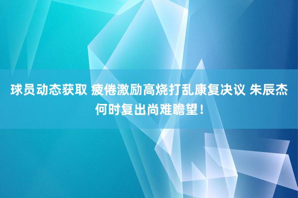 球员动态获取 疲倦激励高烧打乱康复决议 朱辰杰何时复出尚难瞻望！