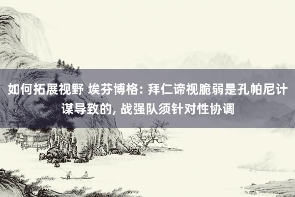 如何拓展视野 埃芬博格: 拜仁谛视脆弱是孔帕尼计谋导致的, 战强队须针对性协调