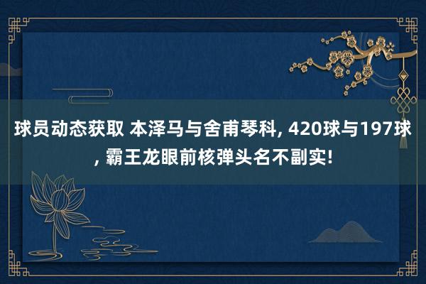 球员动态获取 本泽马与舍甫琴科, 420球与197球, 霸王龙眼前核弹头名不副实!