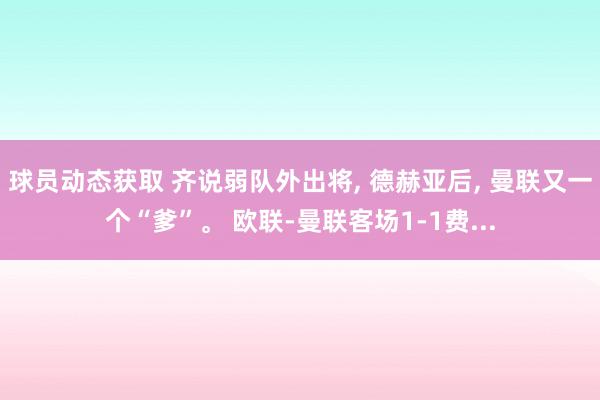 球员动态获取 齐说弱队外出将, 德赫亚后, 曼联又一个“爹”。 欧联-曼联客场1-1费...